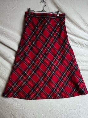 The Vermont country store tartan plaid pull on skirt wool blend size large